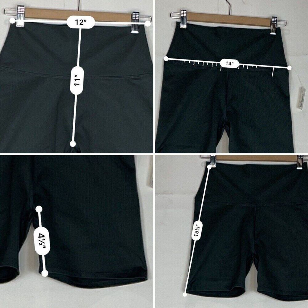New Women Leggings Shorts High Waisted Yoga Small Hide Pocket Slate gray - Picture 5 of 12